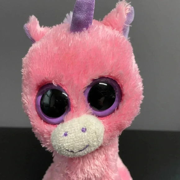 Ty Beanie Boos MAGIC the‎ Unicorn  6" Tall Plush Pink Purple Eyes - Picture 3 of 12